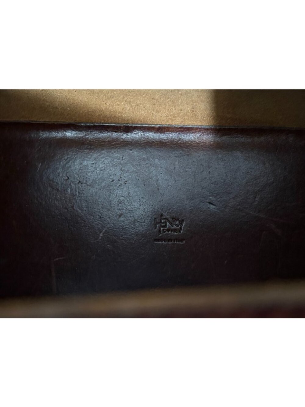 Henry Cuir Leather zip Tote Bag color Brown made in Italy - Picture 6 of 9